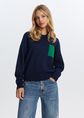 Trui met contrastzak, donkerblauw, large