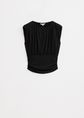 Mouwloze top met plooien, zwart, large