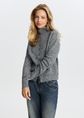 Gebreid vest met hoge hals, grijs gem&ecirc;leerd, large