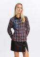 Geruite blouse met shoulderpads, meerkleurig, large
