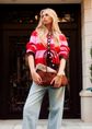 Gestreept vest met knoopdetails, middenroze, large