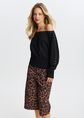 Off shoulder T-shirt met studs, zwart, large