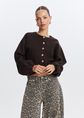 Vest met sierknopen, donkerbruin, large