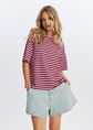 T-shirt met strepen, bordeaux, large