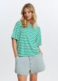 T-shirt met strepen, middengroen, large