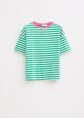 T-shirt met strepen, middengroen, large