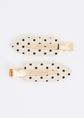 Polka dot haarclip set, wit, off-white, large