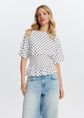 Polkadot top met smock, wit, large