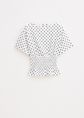 Polkadot top met smock structuur, wit, large