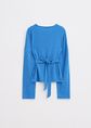 Gestreept T-shirt met strikdetail, kobaltblauw, large