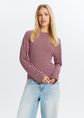 Gestreept T-shirt met strikdetail, bordeaux, large