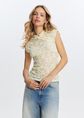 Kanten top met bloemdetail, lichtgeel, large