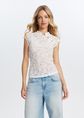 Kanten top met bloemdetail, wit, large
