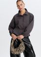 Tech funnel blouse, donkergrijs, large
