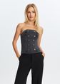 Denim bandeau top, donkergrijs, large