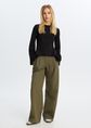 Wijde broek met plooien, groen, army, large