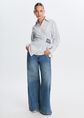 Gestreepte blouse met overlap, meerkleurig, large