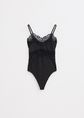 Body met kanten details, zwart, large