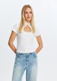 Top met knoopdetail, wit, off-white, large