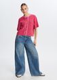 Gestreept vest met knoopjes, rood, large