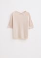 Gebreide korte mouwen trui, beige, large