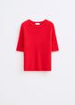 Gebreide korte mouwen trui, rood, large