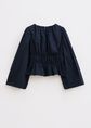 Getailleerde lange mouwen top, donkerblauw, large
